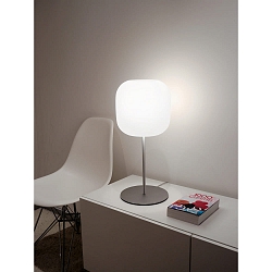 Luminaria de mesa MUREA grande, con interruptor E27 IP20, aluminio cepillado, blanco mate 
