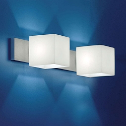 Luminaria de pared CUBE de 2 llamas, regulable G9 IP20, aluminio cepillado, �palo, blanco mate regulable