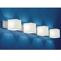Luminaria de pared CUBE de 4 llamas, regulable G9 IP20, aluminio cepillado, �palo, blanco mate regulable