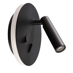 Luminaria de pared BRAHE IV con interruptor, con punto LED, directo / indirecto IP20, negro 