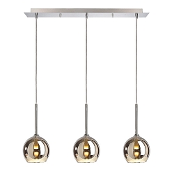 Luminaria colgante BUNDA de 3 llamas G9 IP20, cromo, plata regulable