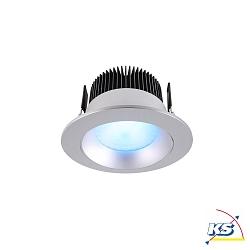KapegoLED Ceiling recessed luminaire COB 94 RGBW, RGB + warm white, voltage constant, 24V DC, 16W, brushed silver