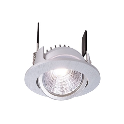 Luminaria empotrable para techos COB 68 redondo IP20, plata cepillado regulable