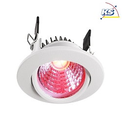 Deko-Light LED Ceiling recessed luminaire COB LED 68 RGBW, 24V DC, 8.5W RGB+WW 500lm 50°, voltage constant, dimmable, white