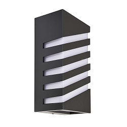 Luminaria de pared para exteriores GRUMIUM SQUARE CCT II angular, CCT Switch, conmutable IP54, plomo oscuro 