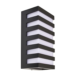 Luminaria de pared para exteriores GRUMIUM SQUARE CCT III angular, CCT Switch, conmutable IP54, plomo oscuro 