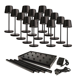 L�mpara de mesa a pilas CANIS MINI GASTRO 15 piezas IP65, negro regulable