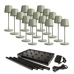 L�mpara de mesa a pilas CANIS MINI GASTRO 15 piezas IP65, verde regulable