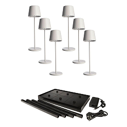 L�mpara de mesa a pilas CANIS GASTRO M juego de 6 IP65, blanco regulable