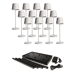 L�mpara de mesa a pilas CANIS GASTRO L juego de 12 IP65, blanco regulable