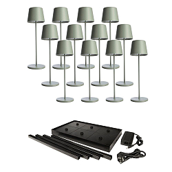 L�mpara de mesa a pilas CANIS GASTRO L juego de 12 IP65, verde regulable