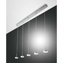 Luminaria colgante DUNK de 5 llamas IP20, aluminio cepillado regulable