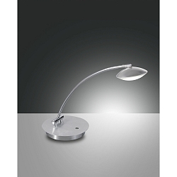 Luminaria de mesa HALE redondo, inclinable IP20, aluminio cepillado, cromo regulable