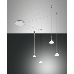 Luminaria colgante ISABELLA de 4 llamas IP20, cromo, satinado, blanco regulable
