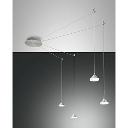 Luminaria colgante ISABELLA de 4 llamas IP20, aluminio, cromo, n�quel satinado, satinado regulable