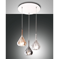 Luminaria colgante LILA de 3 llamas E27 IP20, color �mbar, color humo, transparente, blanco regulable