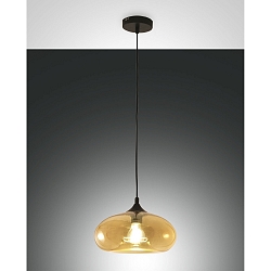Luminaria colgante ELA ajustable E27 IP20, color �mbar, negro regulable
