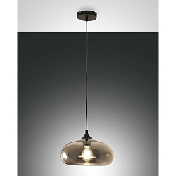 Luminaria colgante ELA ajustable E27 IP20, color humo, negro regulable