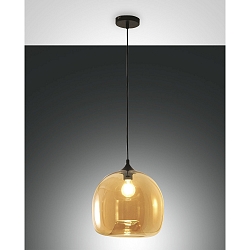 Luminaria colgante MAIA ajustable E27 IP20, color �mbar, negro regulable