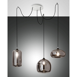 Pendant luminaire FIONA, E27, 3x 60W, IP20, gray transparent