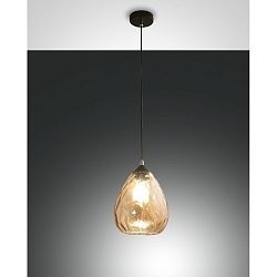 Luminaria colgante GISELLA peque�o, redondo E27 IP20, color �mbar, negro regulable