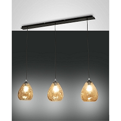 Luminaria colgante GISELLA de 3 llamas, controlable por voz E27 IP20, color �mbar, negro regulable