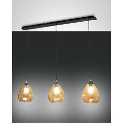 Luminaria colgante GISELLA de 3 llamas E27 IP20, color �mbar, negro regulable