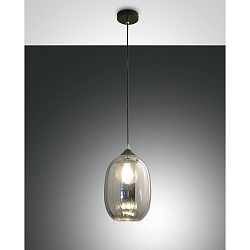 Luminaria colgante INFINITY peque�o, redondo, controlable por voz E27 IP20, color humo, negro regulable