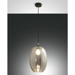Luminaria colgante INFINITY grande, redondo, controlable por voz E27 IP20, color humo, negro regulable