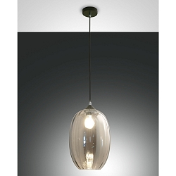 Luminaria colgante INFINITY grande, redondo E27 IP20, color humo, negro regulable