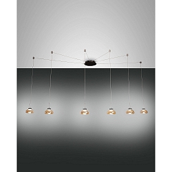 Luminaria colgante ARABELLA de 6 llamas, controlable por voz, incl. Smartluce IP20, color �mbar, negro regulable