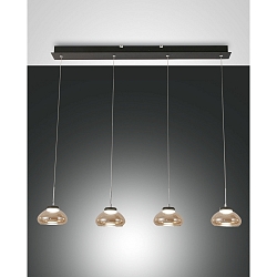 Luminaria colgante ARABELLA de 4 llamas, redondo IP20, color �mbar, negro regulable