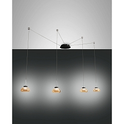 Luminaria colgante ARABELLA de 4 llamas, lang IP20, color �mbar, negro regulable