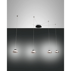 Luminaria colgante ARABELLA de 4 llamas, lang IP20, color humo, negro regulable
