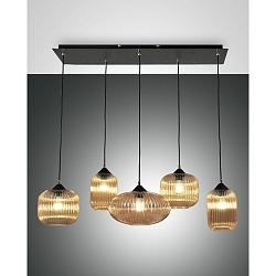 Luminaria colgante GILLIS de 5 llamas E27 IP20, color �mbar, negro regulable