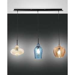 Luminaria colgante OLBIA de 3 llamas E27 IP20, color �mbar, celeste, champ�n, negro