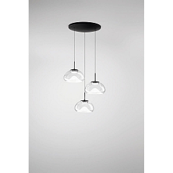 pendant luminaire BRENA 3 flames, round IP20, black dimmable