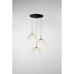 pendant luminaire BRENA 3 flames, round IP20, black dimmable