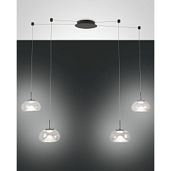 pendant luminaire BRENA 4 flames IP20, black dimmable