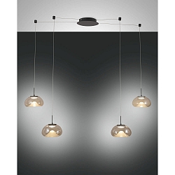 Luminaria colgante BRENA de 4 llamas IP20, negro regulable