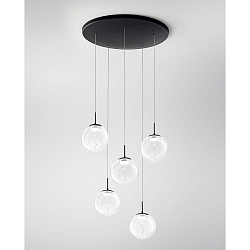 pendant luminaire ARIEL 5 flames, round IP20, black dimmable
