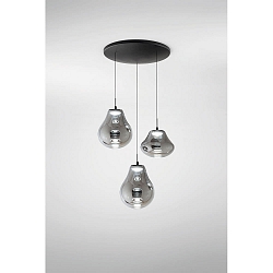 pendant luminaire DEVA 3 flames, round IP20, black dimmable