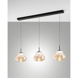 Luminaria colgante DEVA de 3 llamas, lang IP20, negro regulable