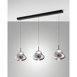Luminaria colgante DEVA de 3 llamas, lang IP20, negro regulable