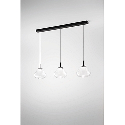 pendant luminaire DEVA 3 flames, long IP20, black dimmable