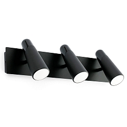 Luminaria de pared LAO de 3 llamas LED IP20, negro mate 