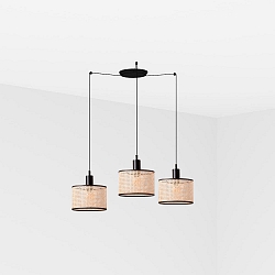 pendant luminaire MAMBO 3 flames E27 IP20, black matt 