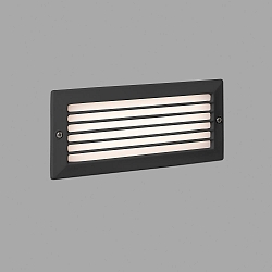 Luminaria de pared empotrable STRIPE-1 angular, con rejilla IP54, plomo oscuro 