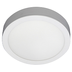 Luminaria de superficie plano, redondo, apto para puestos de trabajo VDU IP54, recubrimiento con polvo, blanco regulable
