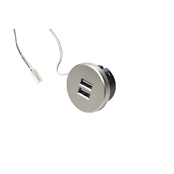 Toma de corriente 24V doble, con adaptador, acero inoxidable
